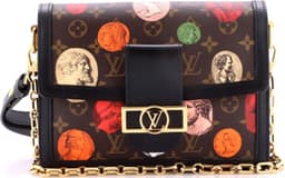 Pre-Loved Dauphine Shoulder Bag Limited Edition Fornasetti Cameo Monogram Canvas MM, Brown