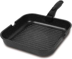ESLITE LIFE 11 Inch Large Square Grill Pan, Induction Compatible Nonstick Steak Grill Pan with Detachable Handle, Versatile Skillet for Indoor Cooking, PTFE & PFOA Free, Black