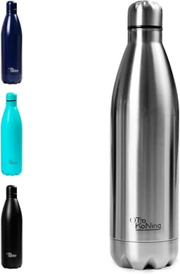 1L Stainless Steel Double Wall Vacuum Insulated Water Bottle - Keeps Cold Drinks 24 Hours & Hot Drinks 12 Hours - Leakproof - BPA Free
