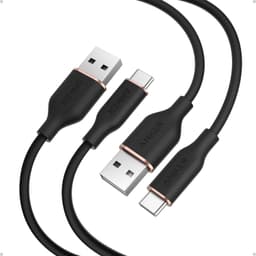 Anker Type C Cable,2 Pack USB A to USB C Flow Cord, Fast Charging for iPhone 17 16 or Max Plus and More (3FT, Black)